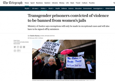 Inglaterra: Prisioneros transgénero condenados por violencia no serán alojados en cárceles de mujeres