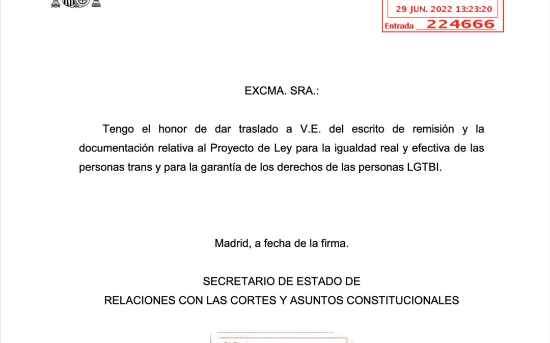 Anteproyecto con Informes Preceptivos de la «Ley Trans»