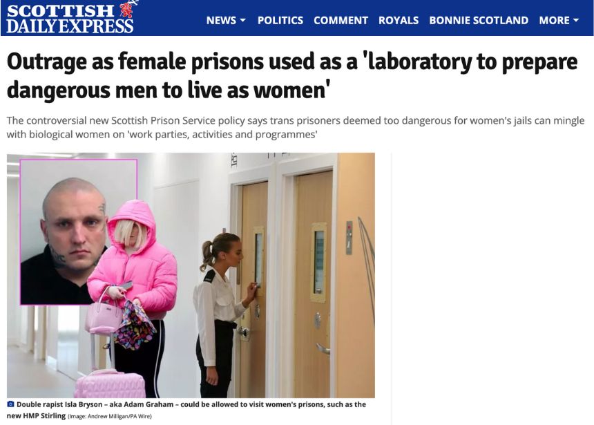 Escocia: las prisiones femeninas como «laboratorio para preparar a hombres peligrosos para vivir como mujeres»