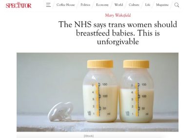 El NHS dice que los transfemeninos deben amamantar a los bebés. Esto es intolerable