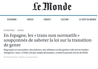 En España, los «trans no normativos», sospechosos de sabotear la ley de «transición de género»