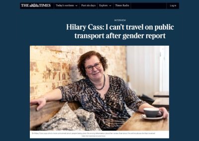 Hilary Cass: «Después de mi informe, ya no puedo viajar en transporte público»