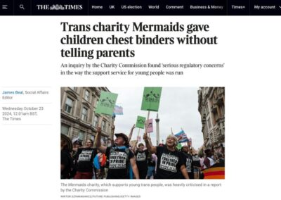 La ONG transactivista Mermaids dio a las niñas fajas para comprimir los senos sin avisar a sus progenitores