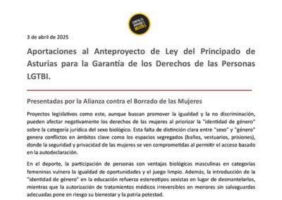 Aportaciones al Anteproyecto de Ley del Principado de Asturias para la Garantía de las personas LGTBI
