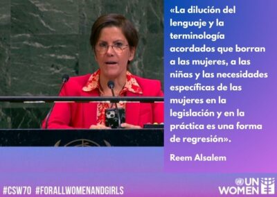 Discurso de Reem Alsalem en la Comisión sobre la Condición Jurídica y Social de la Mujer en el Consejo de DDHH de ONU